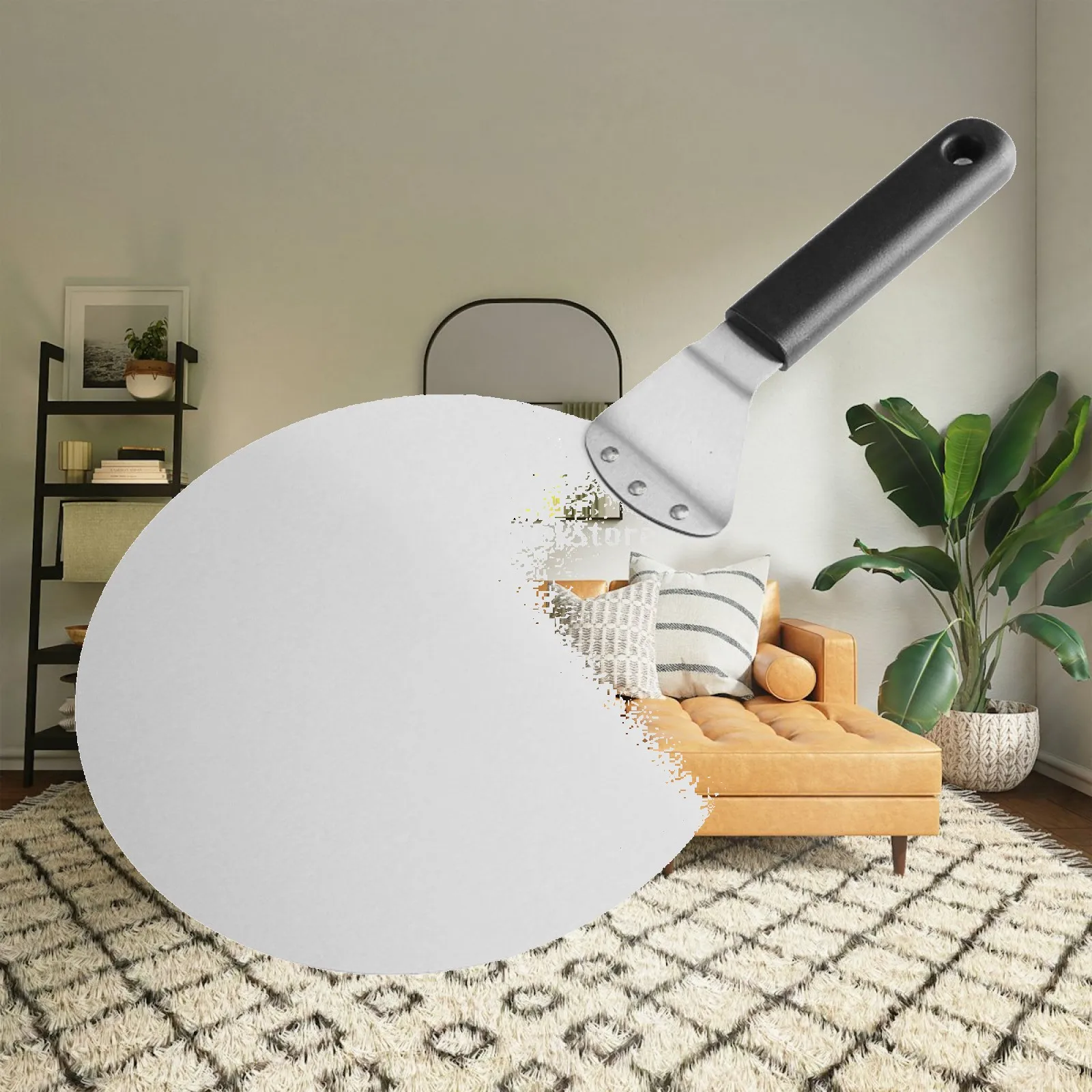 Pizza Transfer Spatula Flat Silver Metal Paddle Comfortable Handle for Delicate Dough and Hot Crust