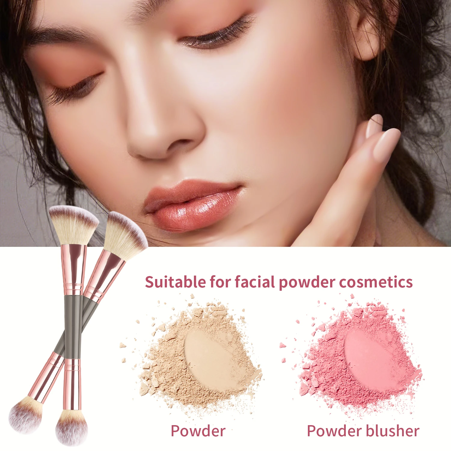 ใหม่ Single Double Headed Big หัวแปรงอายแชโดว์จมูกโปรไฟล์คอนซีลเลอร์แบบพกพา Multi-Function แปรงแต่งหน้าเครื่องสําอางค์แต่งหน้า T