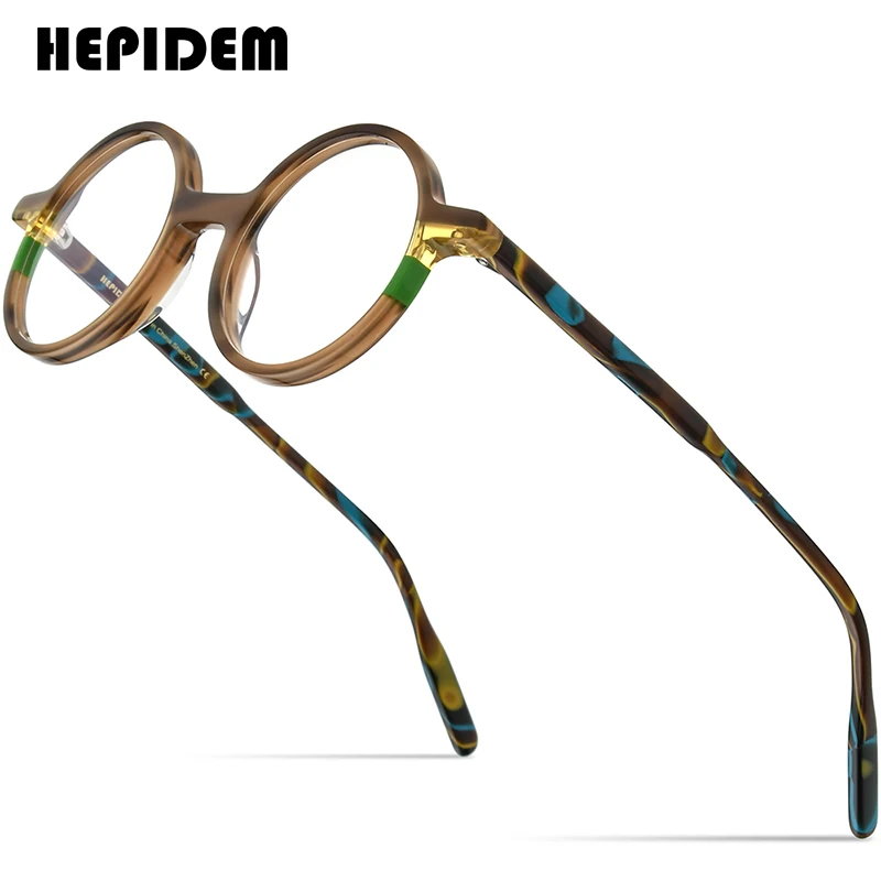 

HEPIDEM Multicolor Acetate Glasses Frame Men Retro Round Prescription Eyeglasses Women Optical Spectacles Myopia Eyewear 9222