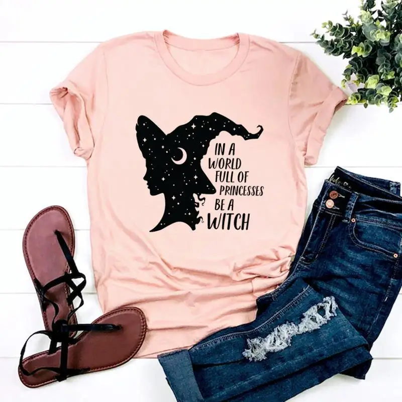 할로윈 추수감사절 Hexenbiest 프린트 반팔 티셔츠 미적 그래픽 하라주쿠 여성용 탑