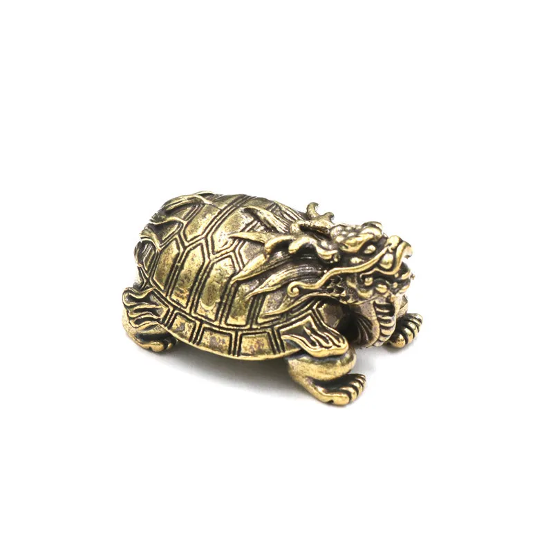 Pure Brass Xuanwu Turtle Lucky Dragon Turtle Pendant Pure Copper Keychain Accessories Rich Noble Dragon Turtle Keychain Pendant