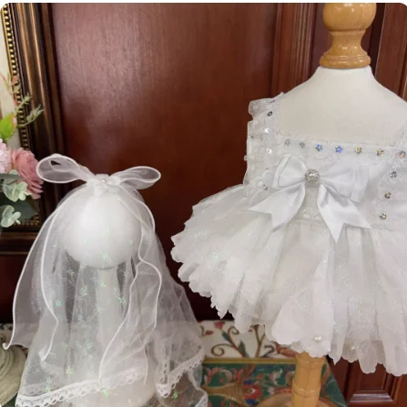 فستان زفاف من الدانتيل الأبيض مع حمالات ، ملابس دمية مصنوعة يدوياً ، زي تنكري ، حفلة كوز ، جميلة ، مثيرة ، 10 من 20 ، أصلية