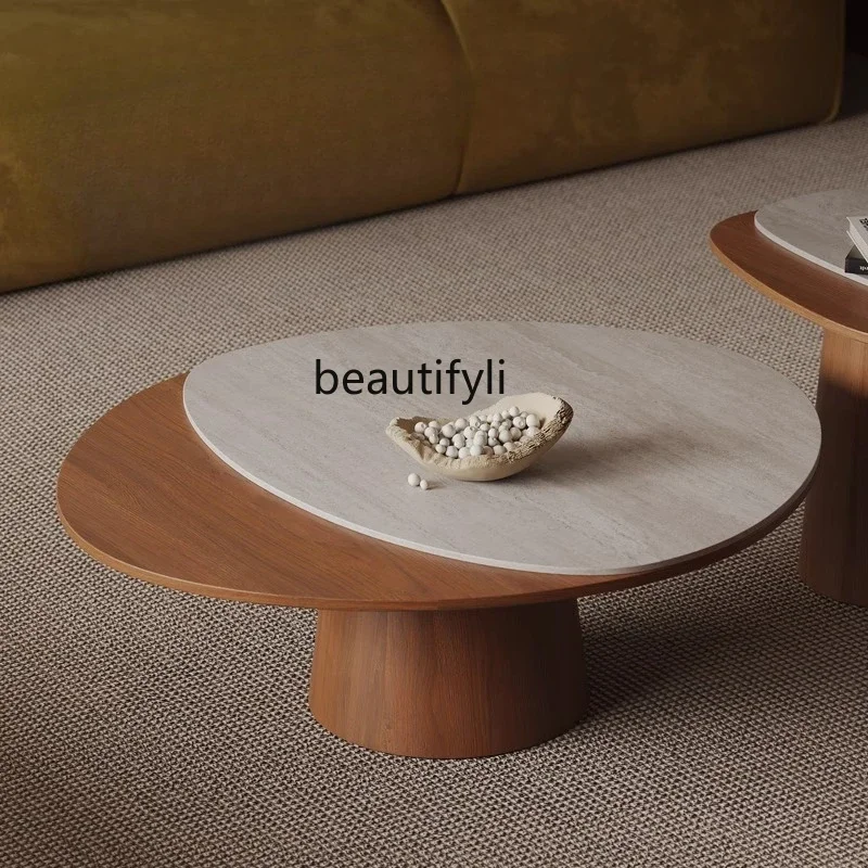 

Designer cave stone rock slab coffee table living room household round small table combinationH