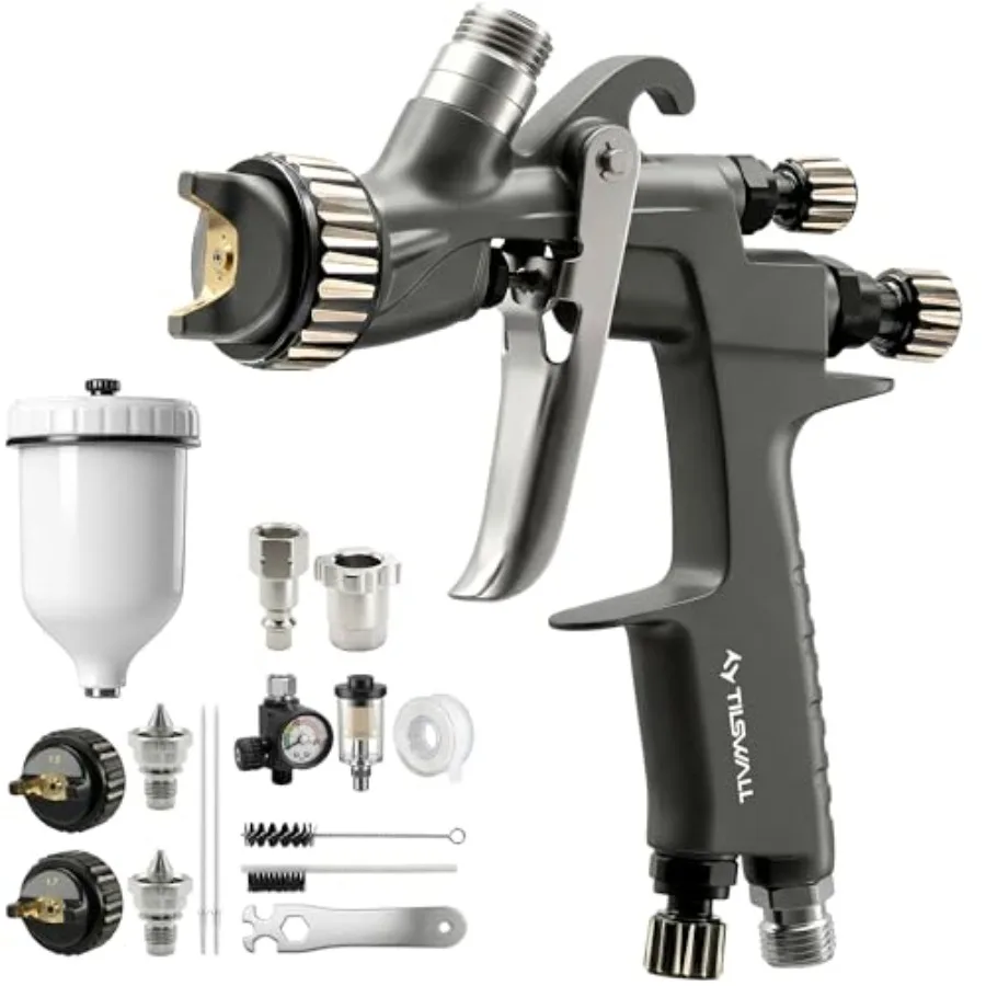 

Car and house painting spray gun with stainless steel flow channel black finish ultralong service life 1.3/1.5/1.7mm nozzles in