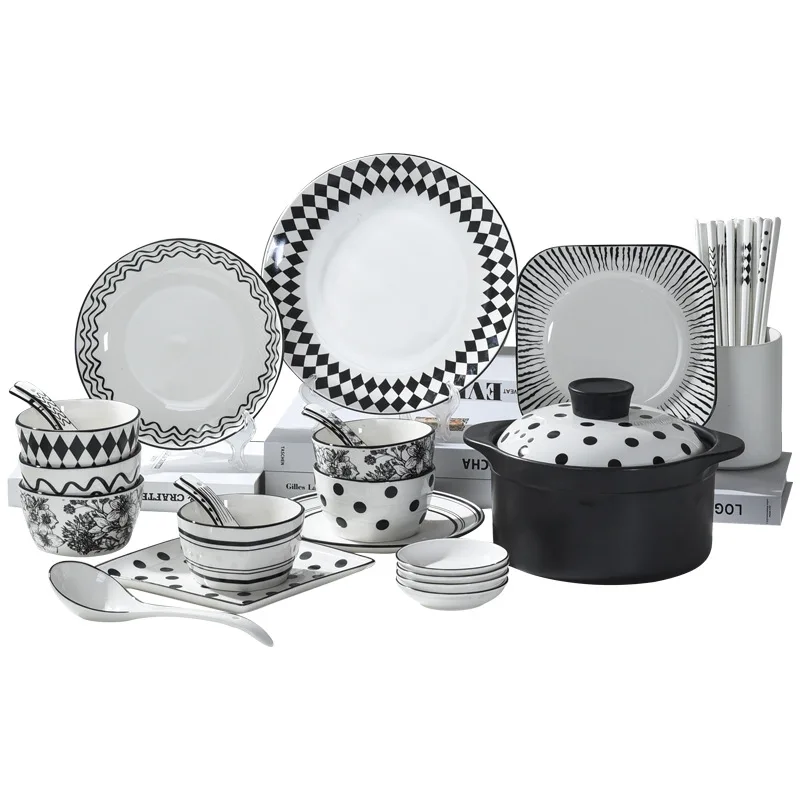 Household French Hepburn style Internet celebrities Gift-giving tableware Creative bowls Plates Ceramic tableware
