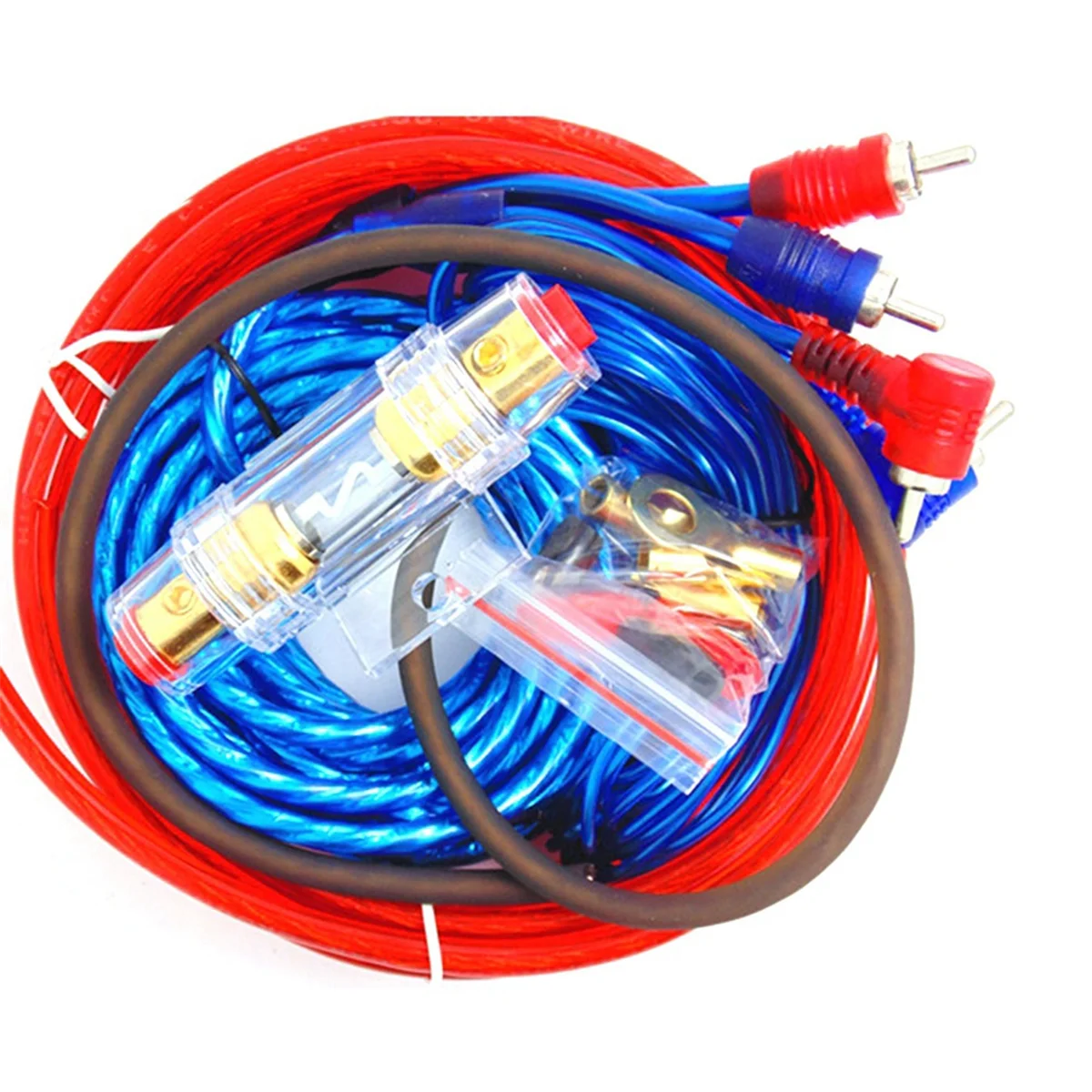 

1500W Audio Speakers Wiring Kit 8GA Car Subwoofer Cable 60 AMP Fuse Holder Speaker Installation Wires