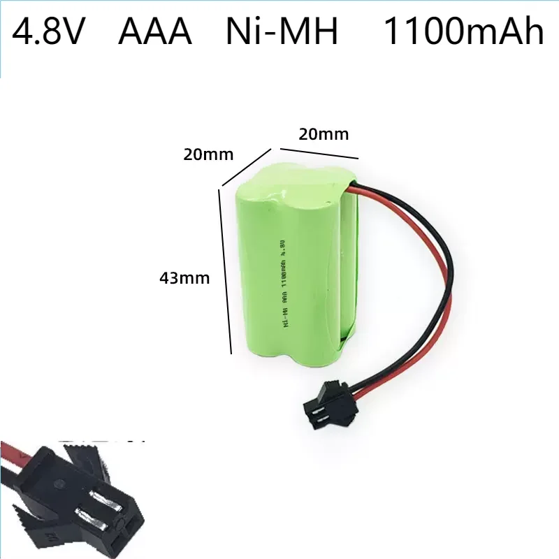 4.8V AAA 1100mAH Rechargeable Ni-Mh Battery Pack with Plugs Cell for Toys Emergency Light Cordless