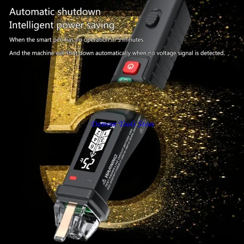 57be Detektor Tegangan Non-Tegangan Alat Listrik LCD Indikator Tegangan Alarm Visual