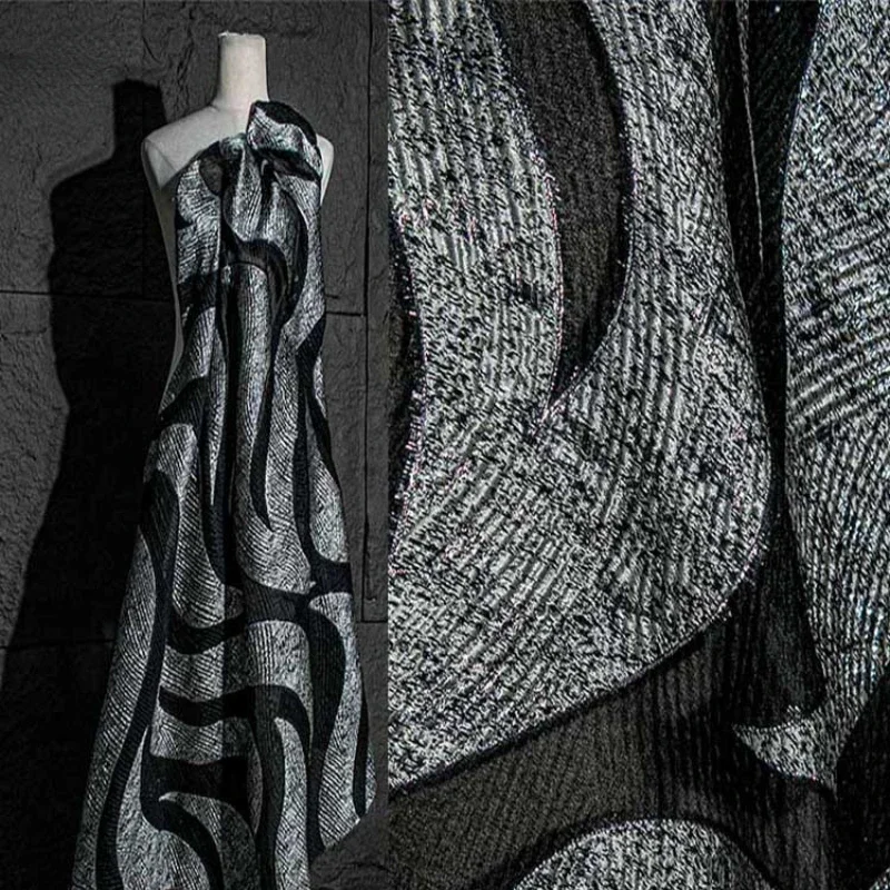 

Black Abstract Three-dimensional Jacquard Texture Fabric DIY Creative Clothing Dress Suit Clothing Designer Fabric