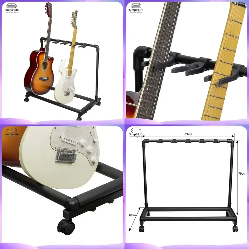 Guitar Rack Stand Multi Guitar Holder Wall Mount Storage Display for Acoustic Bass Ukulele Violin Home Studio Shop