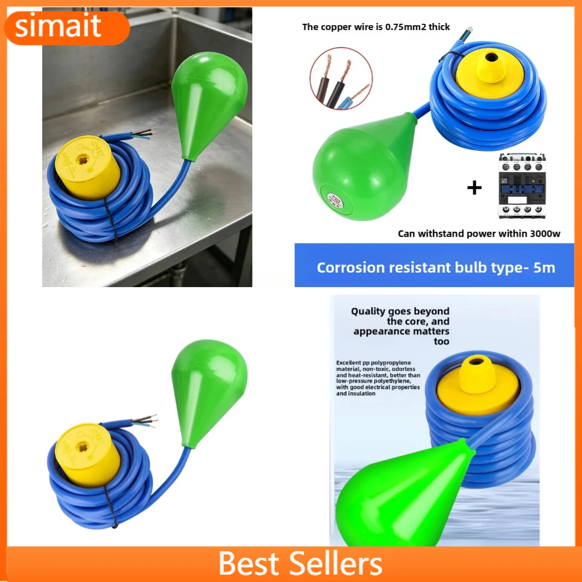 Anti-Corrosion Automatic Float Switch Level Controller Water Level Sensor for Industrial Pump Control