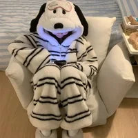 Cute Girl Cartoon Puppy Hooded Coral Fleece Pajamas Set Women's Winter New Thickened Large Size Loungewear Pajamas for Women - Image 3