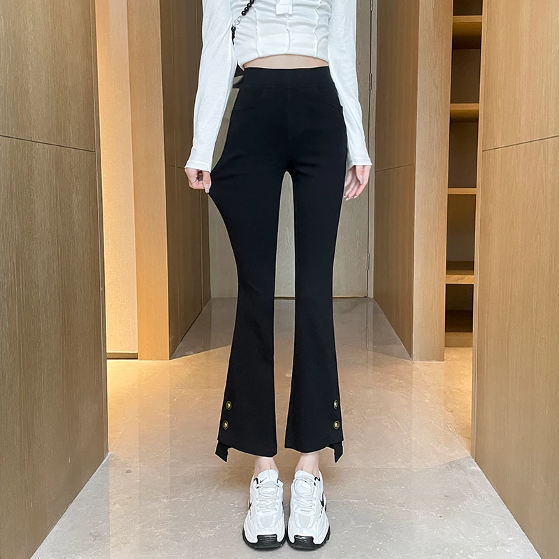 New Women's Pants for Autumn High-End Ladies Clothing Store in Zhengzhou Seven-Nine Length Woven Fabric Base Layer Pants