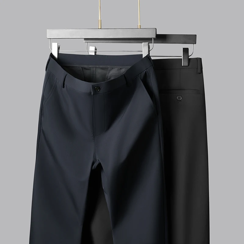 

Мужские повседневные брюки больших размеров с эластичным поясом и глубокой посадкой, весна-осень, удобные, свободного кроя, в деловом повседневном стиле