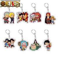 One Piece Pirate Keychain Classic Anime Collection Luffy Zoro Sanji Figures Acrylic Pendant Key Chain Bag Accessories Gift