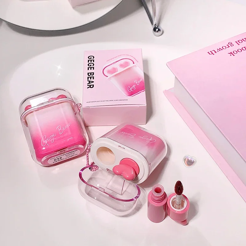 Bluetooth Heartwarming Aqua Velvet Mist Lip Glaze Combo Matte Mirror Highly Pigmented Waterproof Non-Stick Lip Color