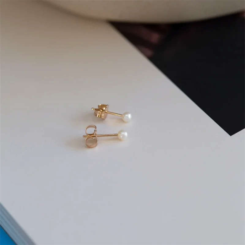 Petites boucles d\'oreilles à clous en or 14 carats pour femmes, bijoux délicats, simples, étanches