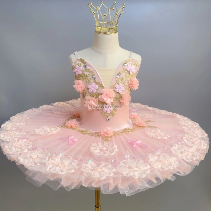children's ballet dance performance dress girls' gauze skirt performance princess dress kids' summer lace ballet dance dress