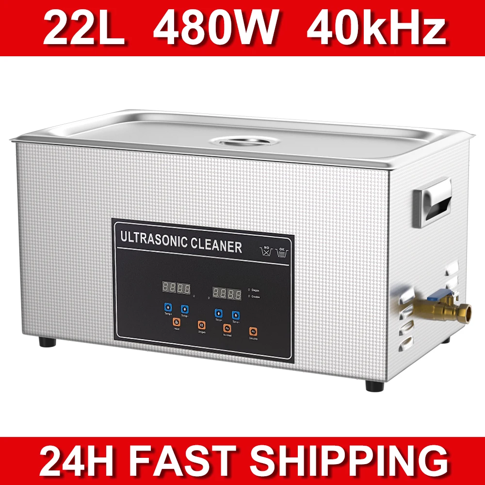 22L Ultrasonic Cleaner with Heater Timer Degas 600w 900w Stainless Steel Ultrasound Cleaning Machine 40KHZ Home Appliance