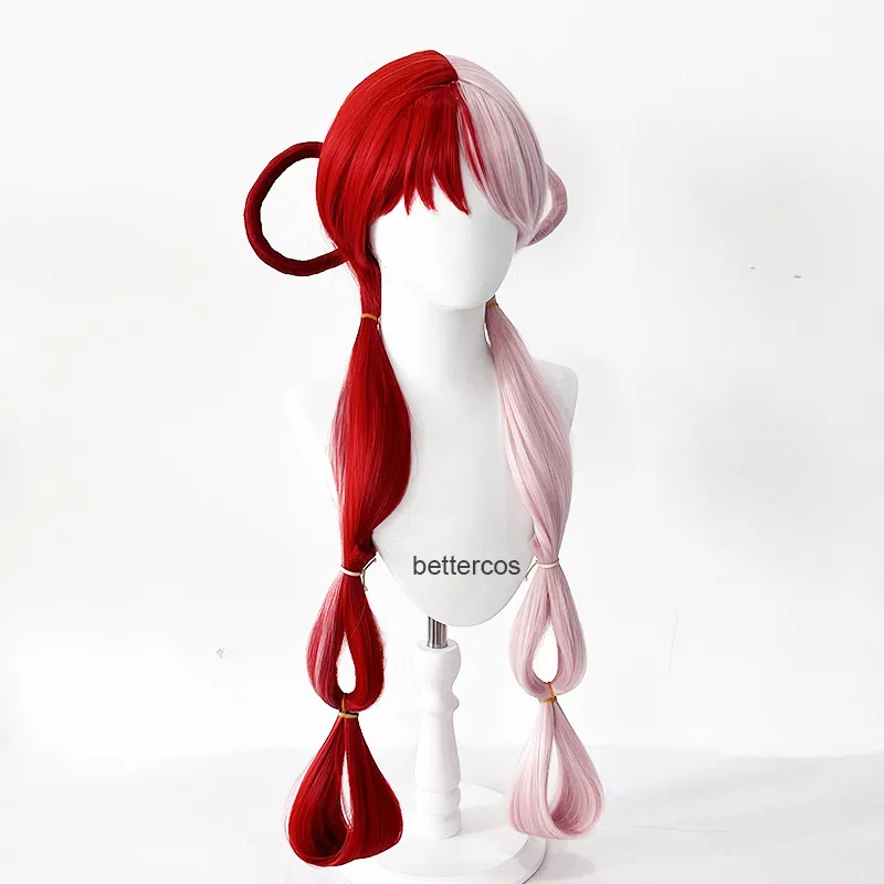 Uta Cosplay Perücke Anime Einem Stück Uta Rot Rosa Wärme Beständig Haar Halloween Perücke Kopfhörer Requisiten Frau Mädchen Cosplay + perücke Kappe