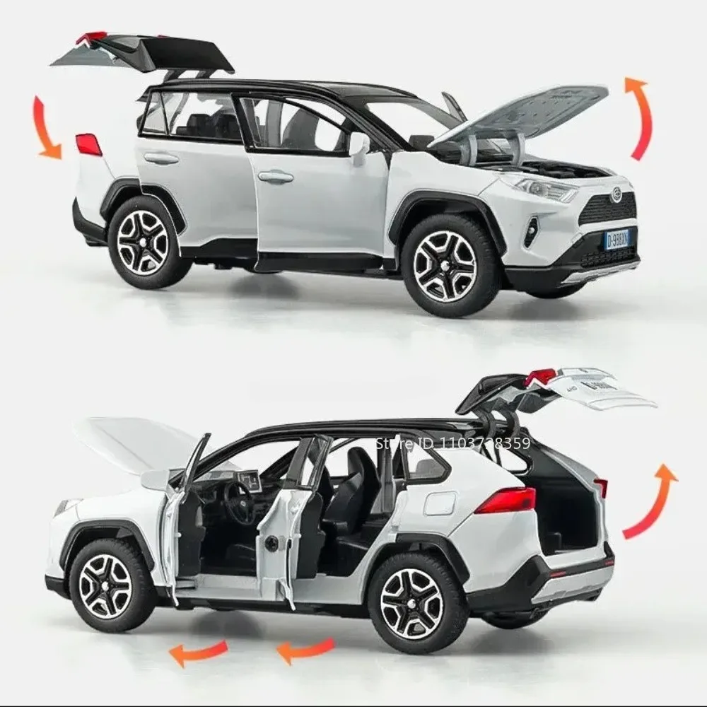 1:22 Scale RAV4 I8 รถของเล่นเครื่องประดับรุ่นโลหะผสมDiecastเสียงประตูเปิดดึงกลับยางยางรถของเล่นเด็กของขวัญ