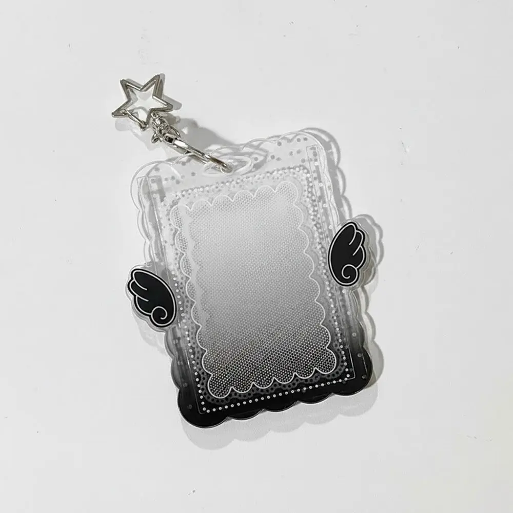 1pc Vintage Acrylic Photocard Holder Wing Design Hard Card Cover with Star Keychain Card Sleeve Kpop Photocard