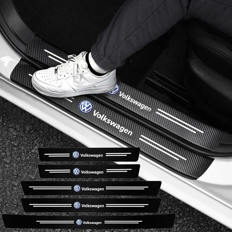 

High-quality Carbon Fiber Car Door Sill Protector Sticker For VW Golf Tiguan Jetta Transporter Passat GTI Polo Touran GTD Arteon