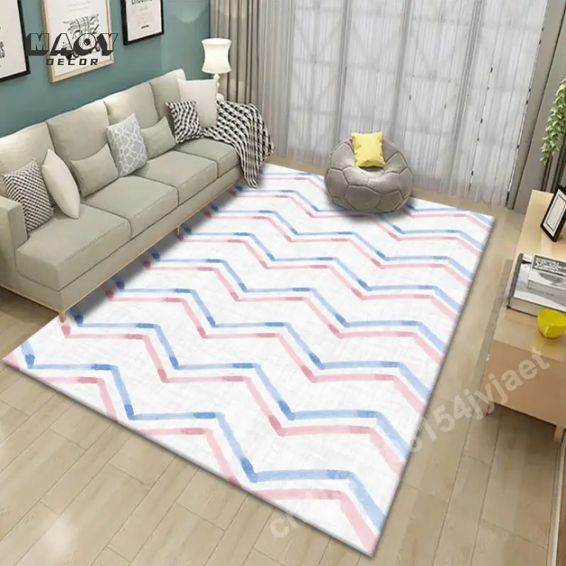 Luxury Geometric Carpet for Living Room Sofa Area Rug Anti-Slip Bedroom Bedside Home Decor Bay Window Floor Mats Bath Doormat