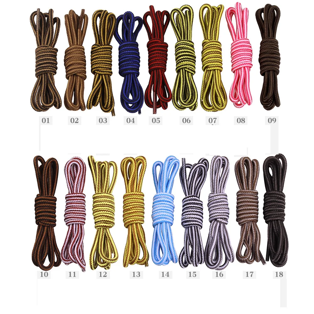 1 Pair 18 Color Shoes Round Shoe Laces Striped Double Color Fashion Shoelaces Outdoor Hiking And Leisure Sports Shoelace