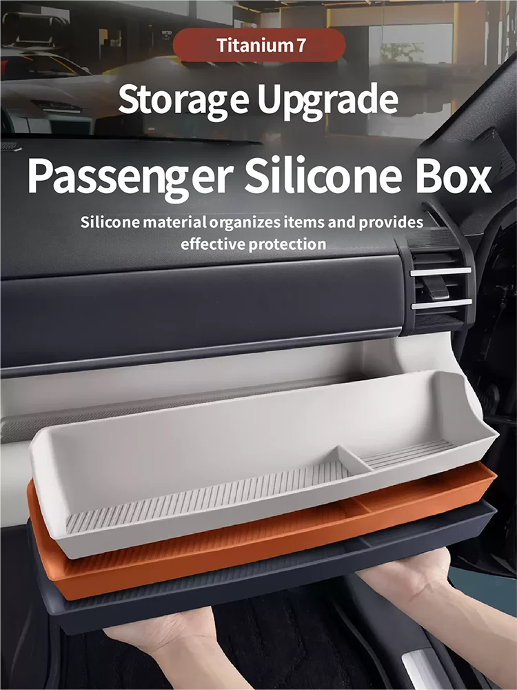 For BYD Leopard 7 Titanium 7 2025 2026 Car Front Co-pilot Silicone Storage Box Central Control Decorative Accessories