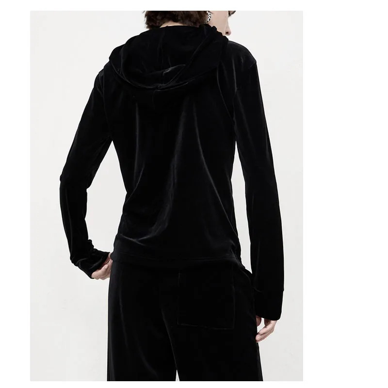 Mulberry Silk Velvet Spring Autumn Lady Long-sleeved Hooded Hoodie New Sports Style Casual Black Top Fashion Comfortable Coat