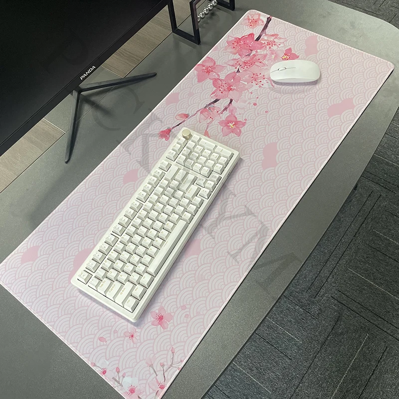 Imagem -02 - Sakura Grande Gaming Mouse Pad Mat Desk Teclado Grande Computador Mousepad Xxl 40x90cm Rosa