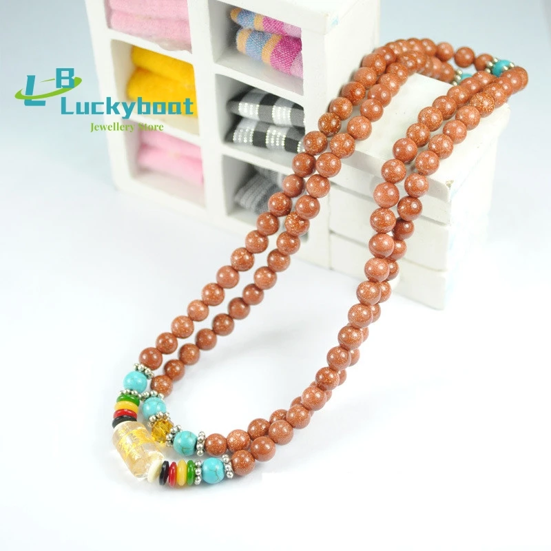 Golden sandstone 108 six-character mantra 6mm multi-circle beads bracelet fashion transfer crystal bracelet