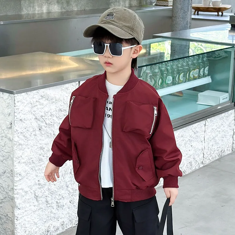 Chłopięca kurtka baseballowa 2025 Nowa jesienna kurtka Stylowa wiosenno-jesienna modna odzież wierzchnia dla maluchów