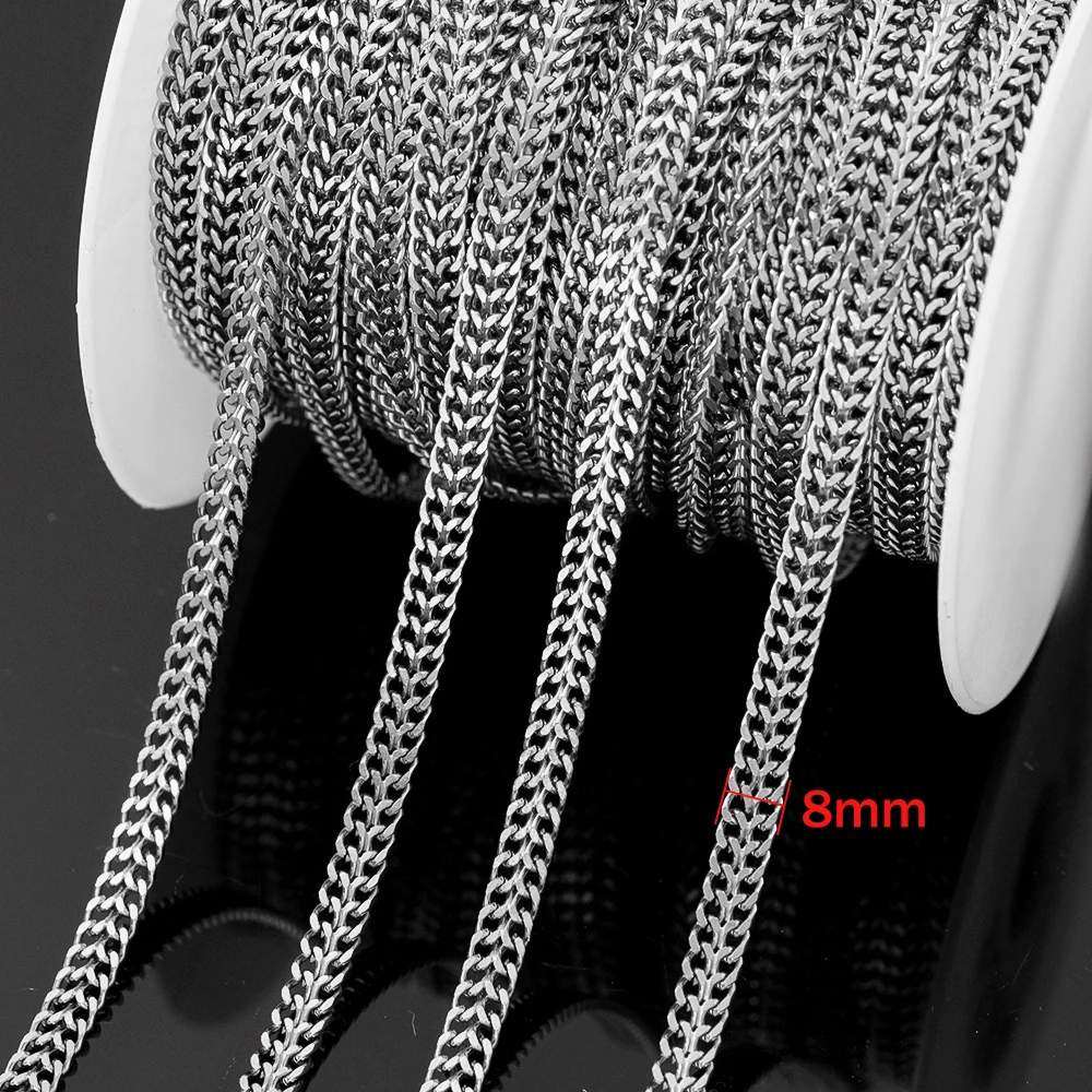 1metet 5/6.8/8mm 18K Gold PVD Plated  Stainless Steel Curb Link Chains for DIY Punk Necklace Bracelet Jewelry Making Women Men image 6