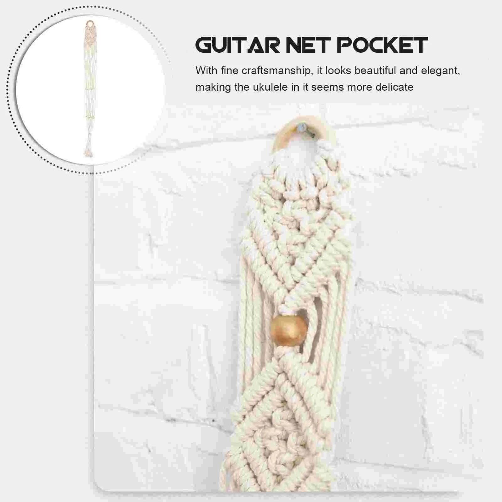 Guitar Storage Mesh Bag Macrame Hanger Instrument Wall Cotton and Linen Clothing