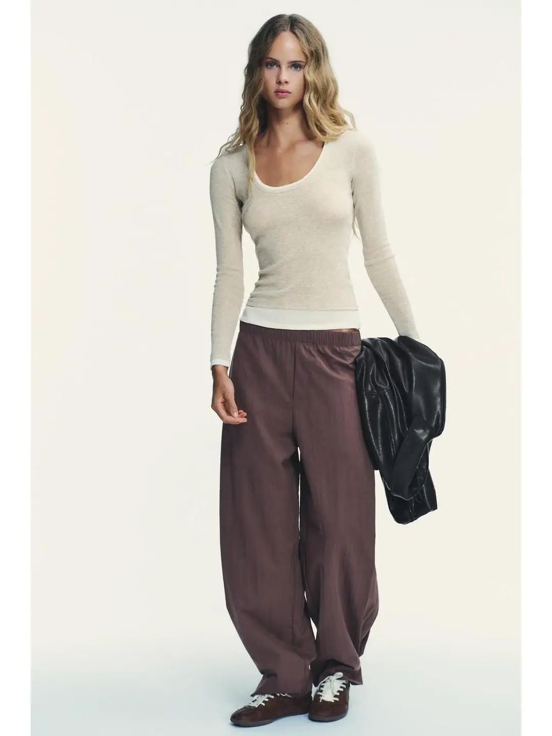 الوقوف صالح طويل Sve جولة Ne طبقة مزدوجة تي شيرت مستودع العمل خريف 2025 تنوعا الأساسية Sle طول منتظم #1