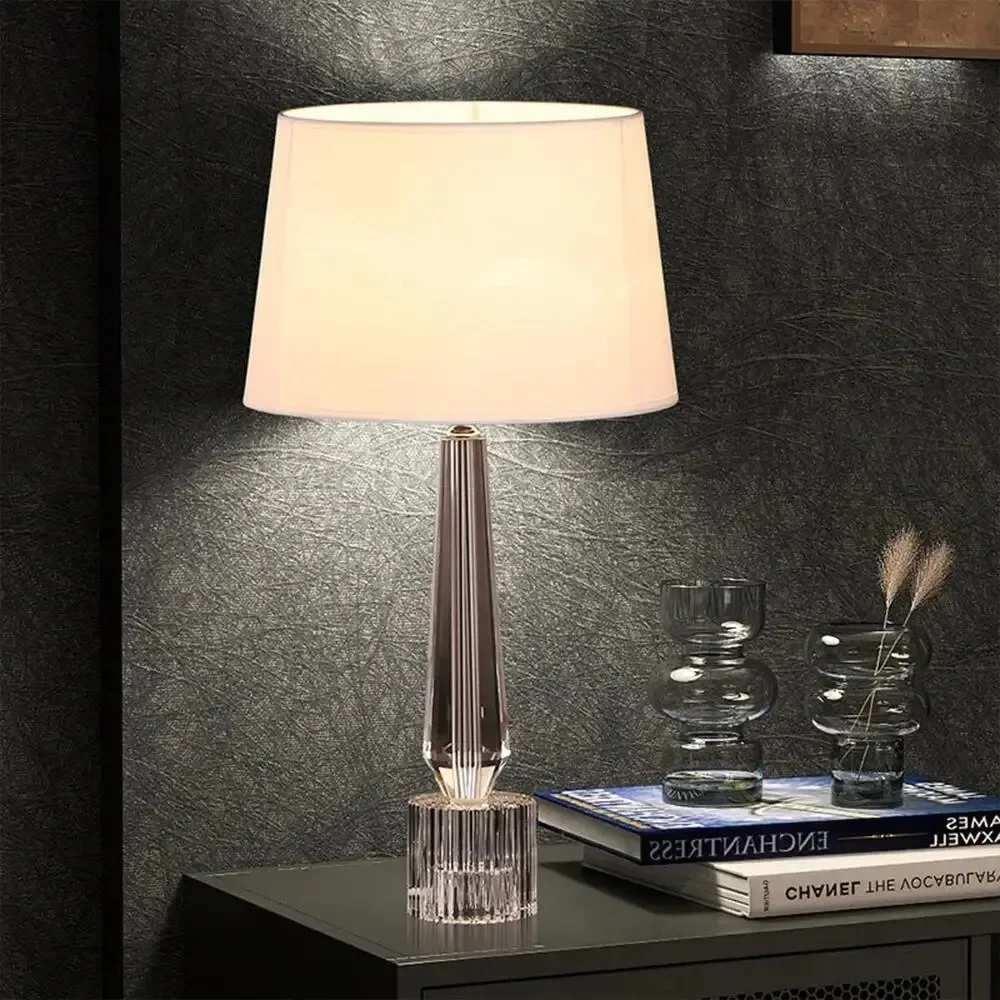 American Luxury Fabric Floor Lamp Crystal Glass Ball Living Room Bubble Design Nordic Art Bedside Reading Table Lamp