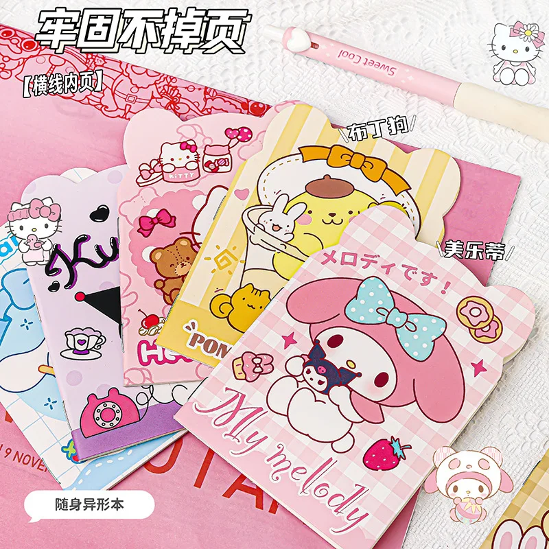 5Pcs Sanrio Notebook Hello Kitty Cute Student Award Thin Pocket Book Hard Shell Coloring Page Notepad Learning Stationery Gift