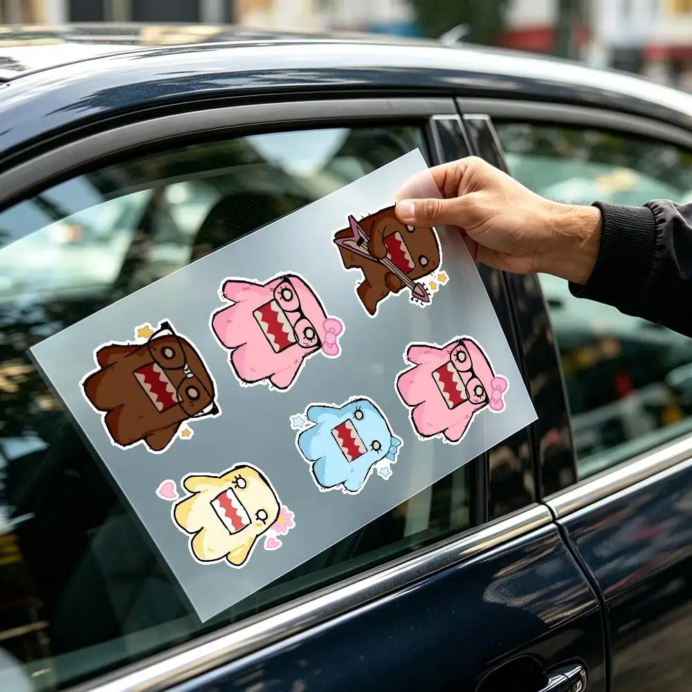 Y2K Cute Blocky Plush Monster Vinyl Sticker Domo Pastel Colors Bow Glasses Guitar Decal Waterproof For Laptop Water Bottle Decor