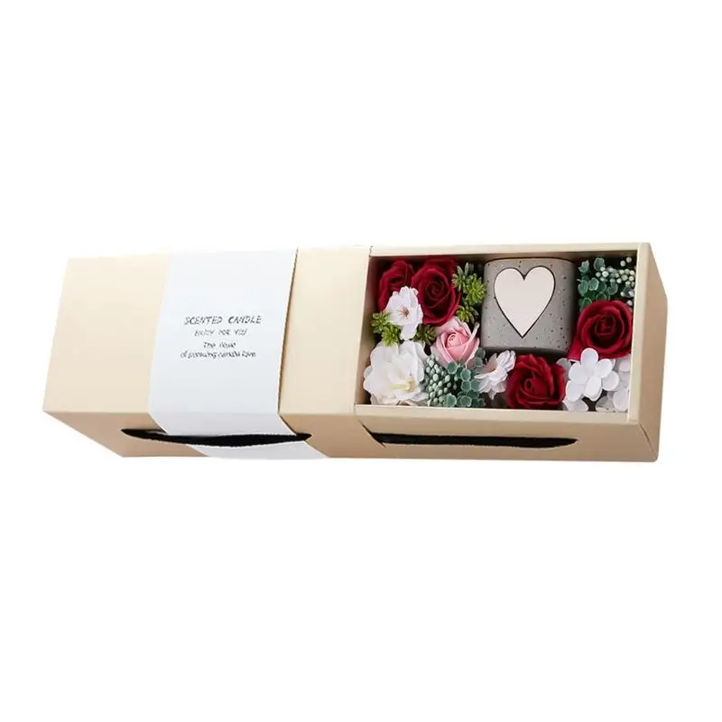 Artificial Floral Box Gift For Girlfriend Romantic Preserved Flower Candle Set Creative Romance Gift Box For Partner Wife Sister