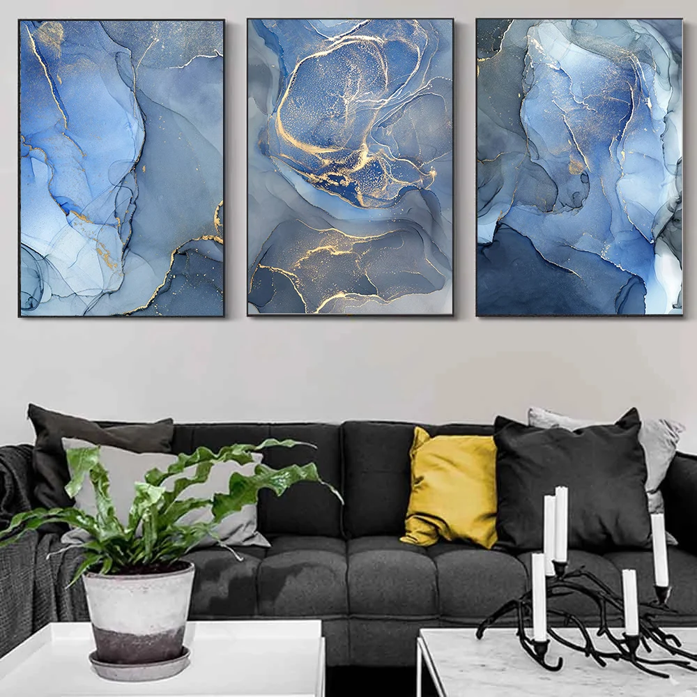 

CHENISTORY 3pcs Paint By Numbers For Adults Blue Ripple Landscape HandPainted Oil Painting Canvas DIY Gift Home Decor 40×50cm