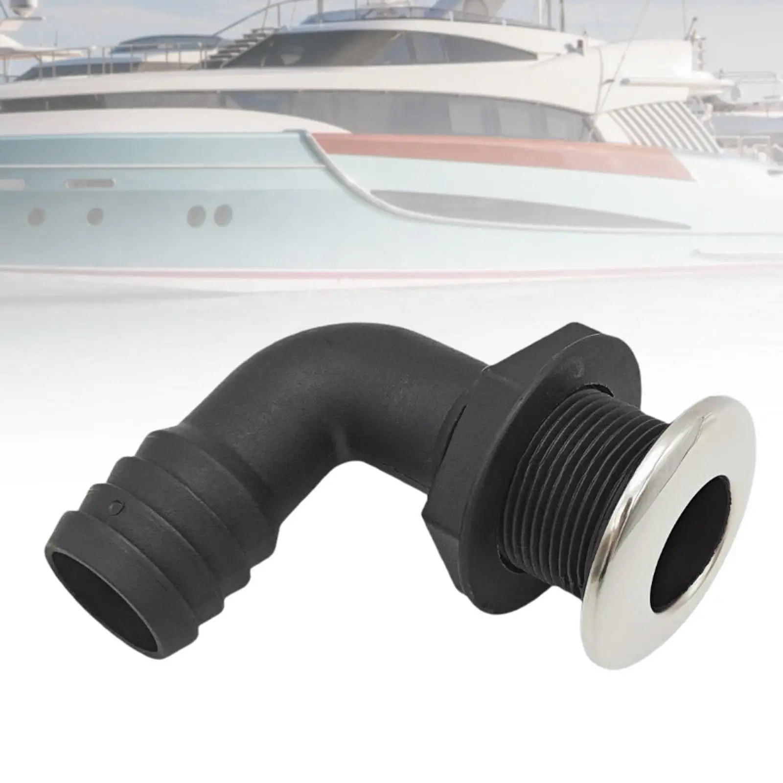 

Sturdy PP Marine Thru Hull Fitting 90 Degree Hose Connector Wear Resistant Plumbing for Yacht Use