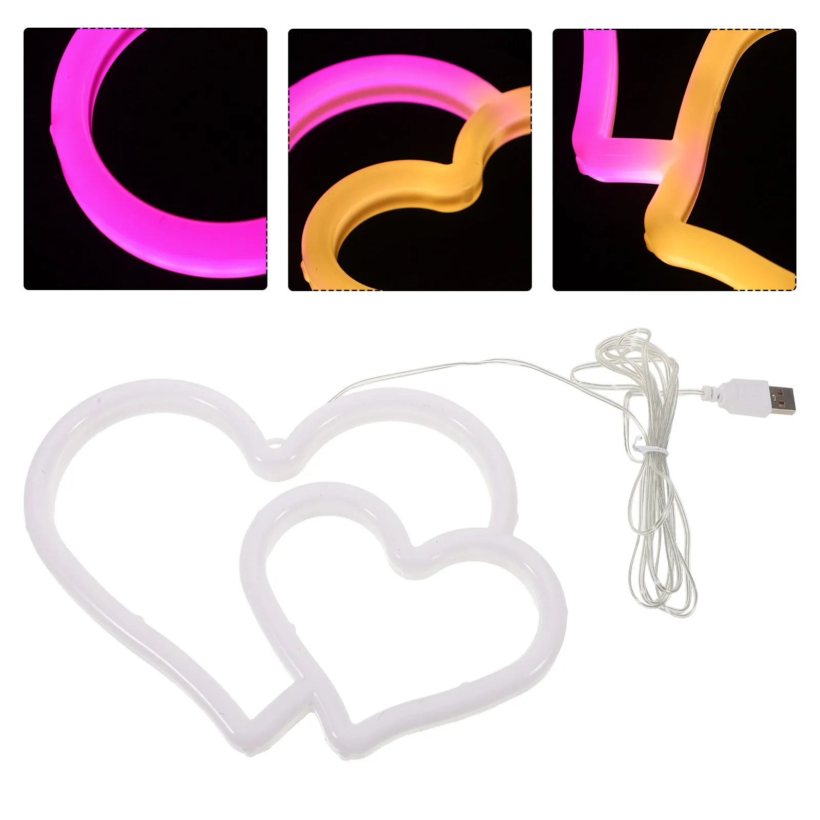 

Heart Neon Signs Double Heart LED Lamp USB Powered Romantic Night Light Valentine Wedding Party Holiday Neon Decoration
