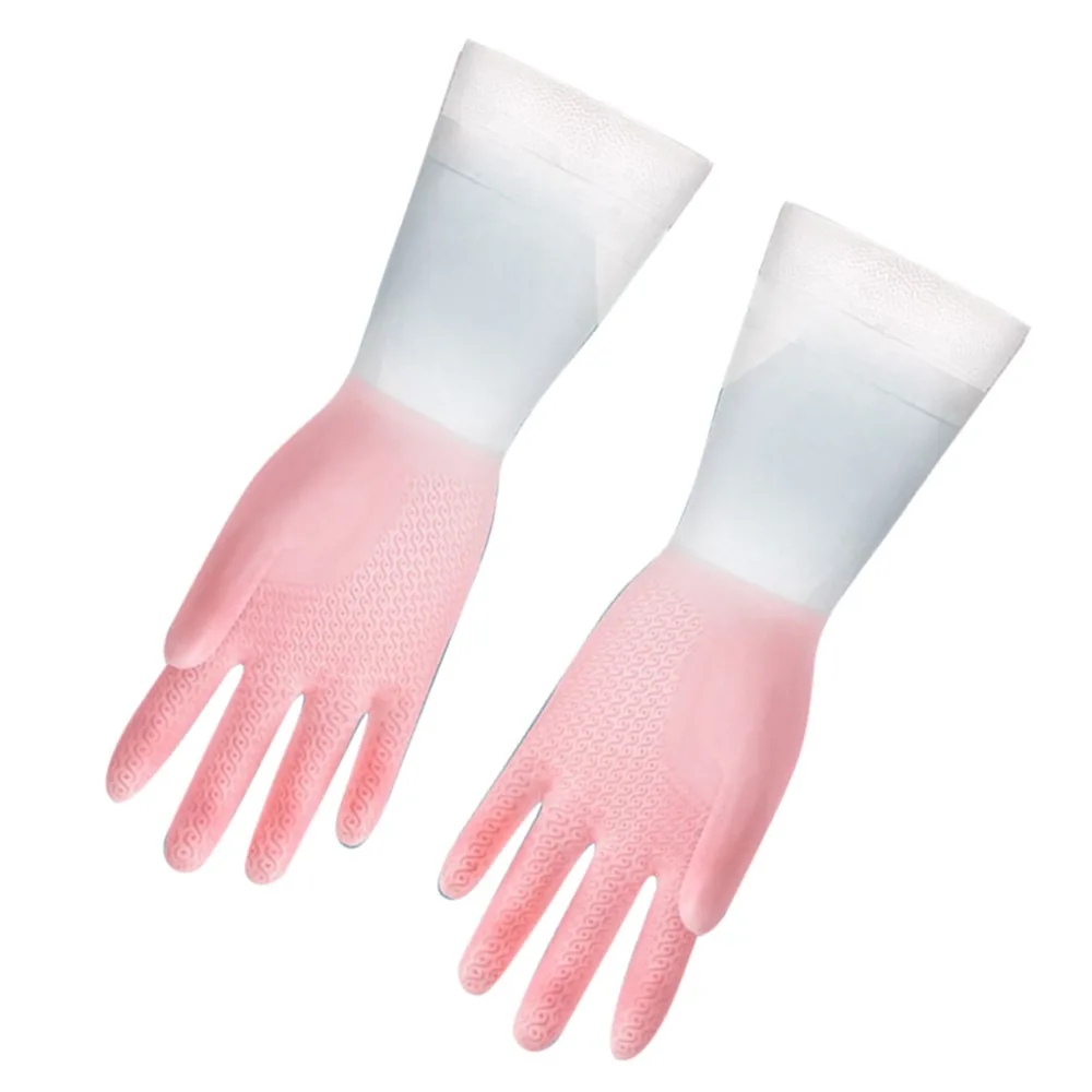 3 pairs Reusable Waterproof Latex Dishwashing Gloves Non-Slip Texture Kitchen Cleaning Gloves Household Rubber Gloves Gardening
