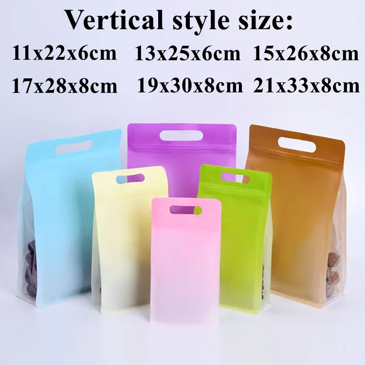 50PCS 3D Gradient Plastic Oilproof Window Ziplock Bag Portable Snack Coffee Beans Dried Fruits Spice Cereals Packaging Pouches