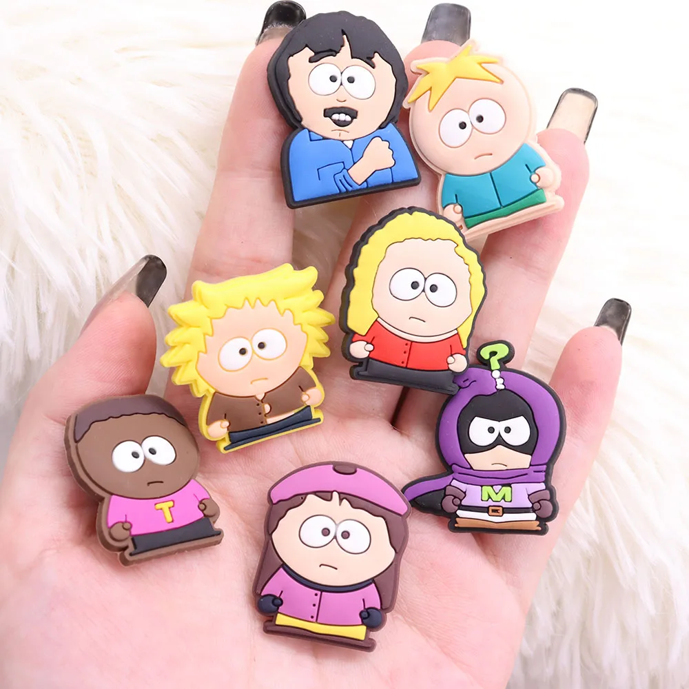 Sell Retail 1-16pcs PVC Shoe Charms Cartoon Anime Funny Boy PVC Accessories Shoes Buckles Fit Wristbands Kids Party Gift