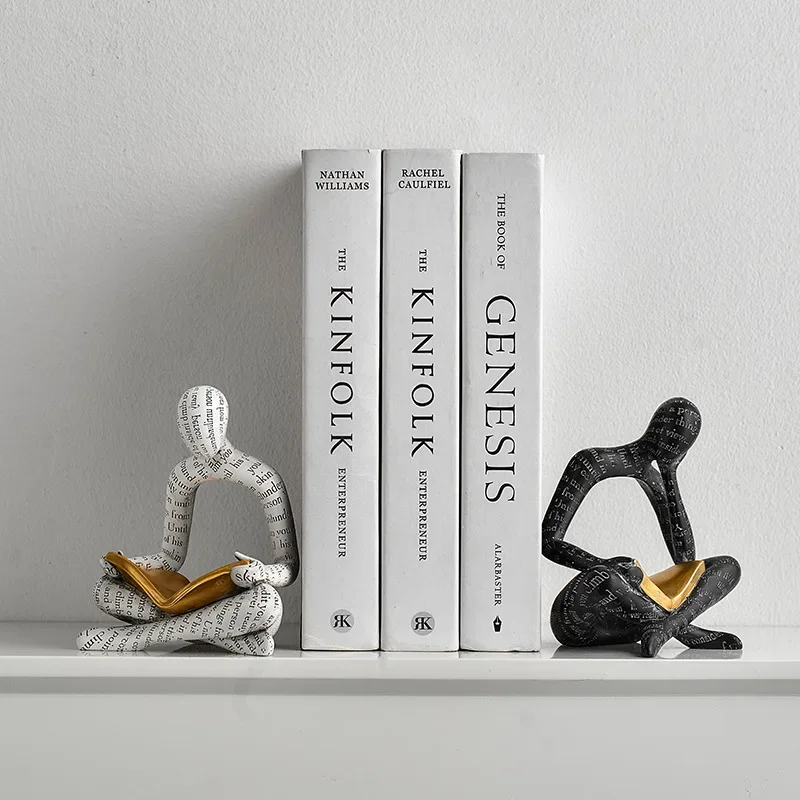 Reading Woman Statue Resin Abstract Thinker Desktop Sculptures Home Room Bedroom Figurine Livingroom Ornaments Decoration