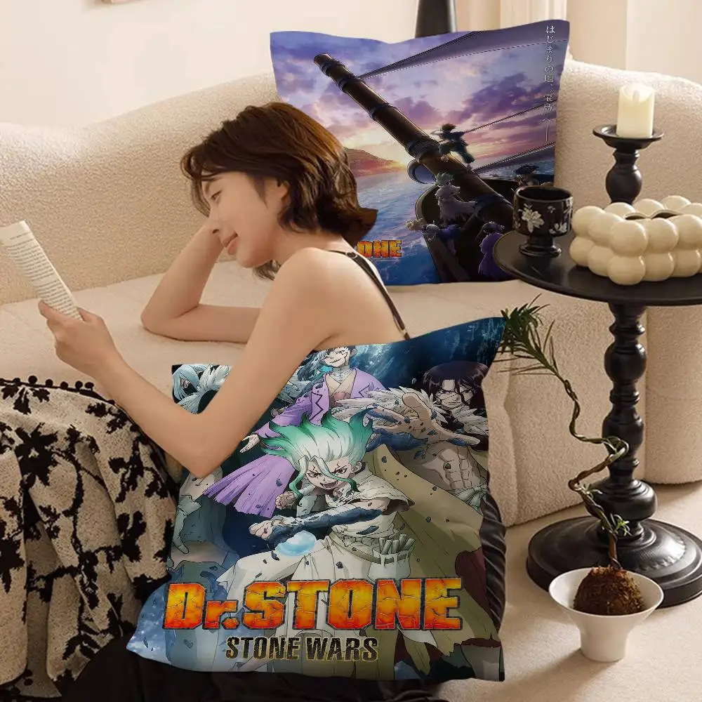 D-Dr Stone Anime Personalized Pillow Cover Kids Bedroom Wild Party Decor Pillowcase kid Birthday shower Gift