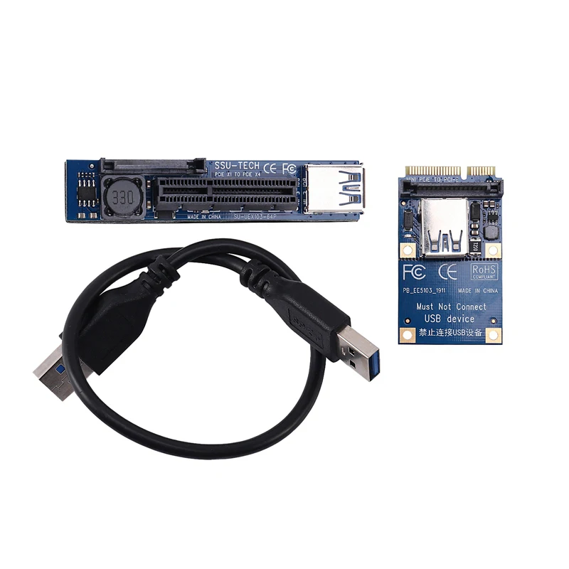 Mini PCIE To PCIE X4 Extension Adapter Riser Card PC Graphics Card Connector 30Cm USB Cable PCIE Extender Riser Card